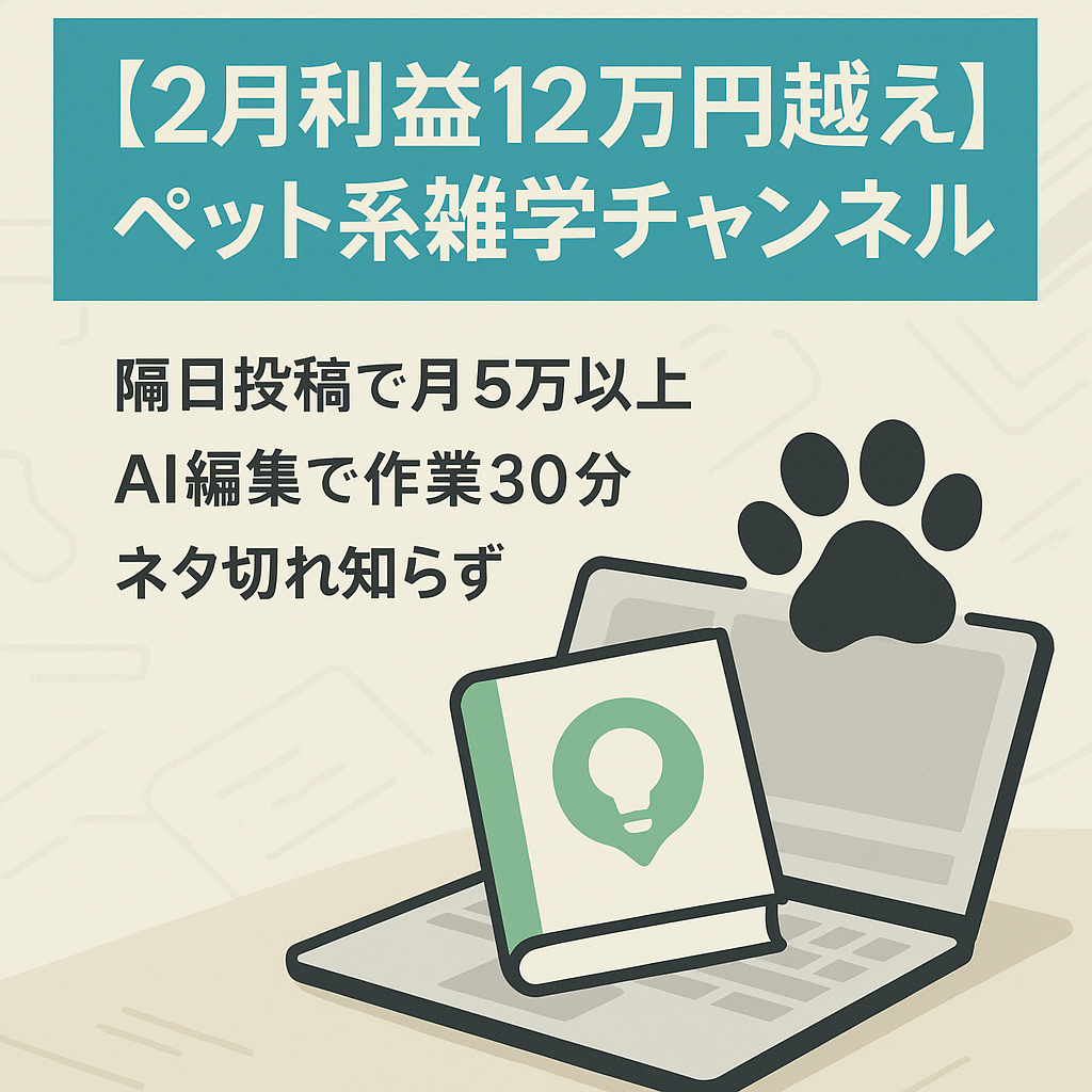 【2月利益12万円越え】ペット系雑学チャンネル｜1日30分の作業で月5万円超｜AIを使ってサクッと編集｜