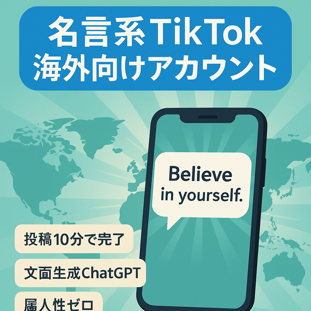 【属人性なし・投稿10分・海外向け】名言系TikTok アカウント