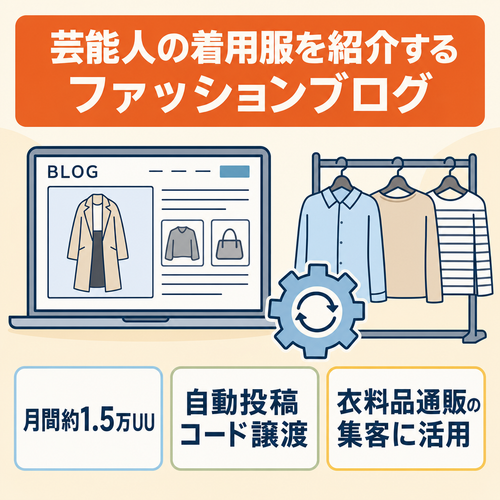 【月間約1.5万UU】芸能人の着用服を紹介するファッションブログ