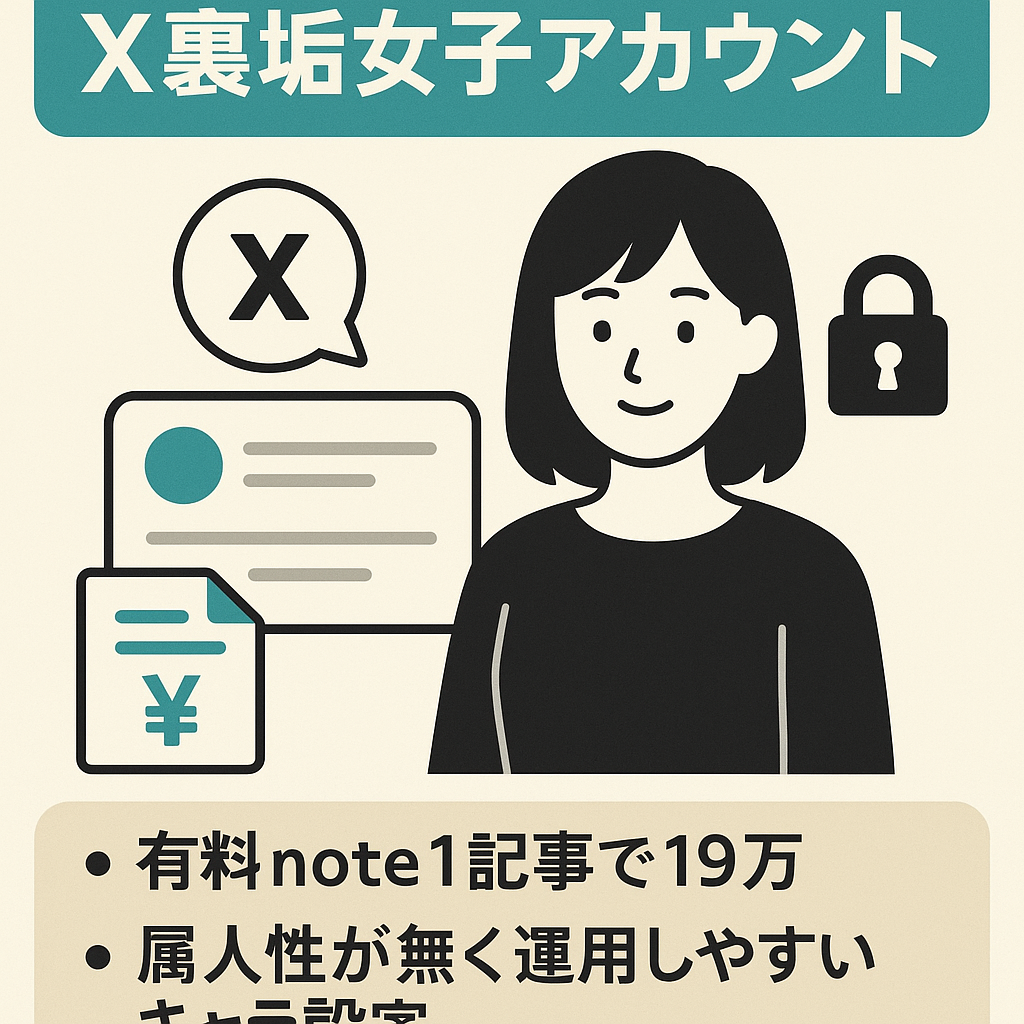 【有料note1記事で19万超え】X(旧Twitter)裏垢女子アカウント【メイン垢＋鍵垢＋note記事譲渡】