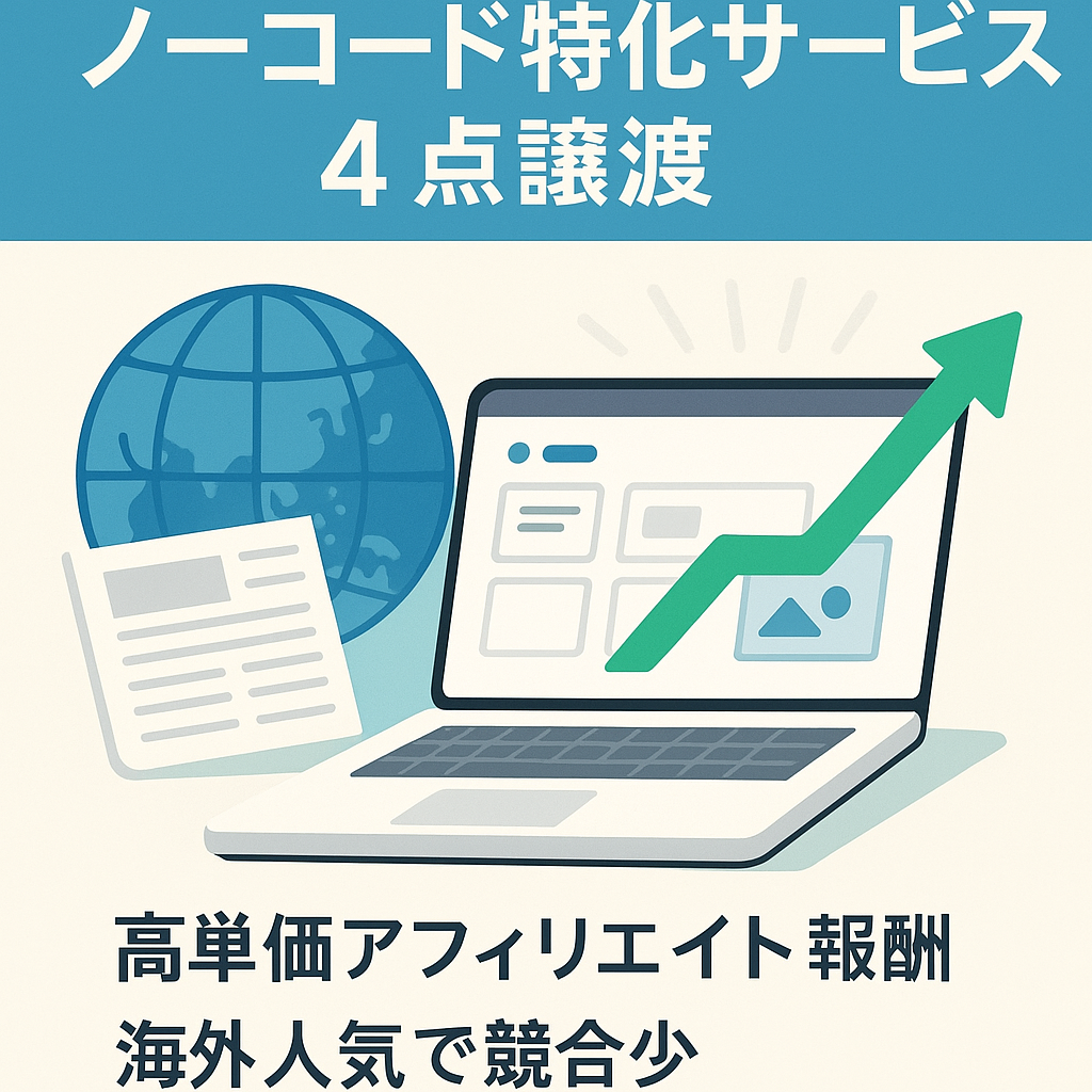 【有名メディアにも掲載！】ノーコード特化のサービス4つを譲渡します。