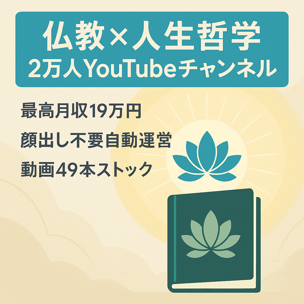 【登録者2万人】仏教×人生哲学YouTubeチャンネル｜100万再生バズ動画あり・顔出し不要・AI運営可・広告収益実績あり