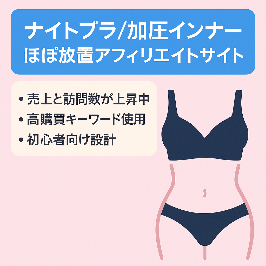 【ほぼ放置状態でも売り上げアップ】ナイトブラや加圧インナー等に特化したアフィリエイトサイト