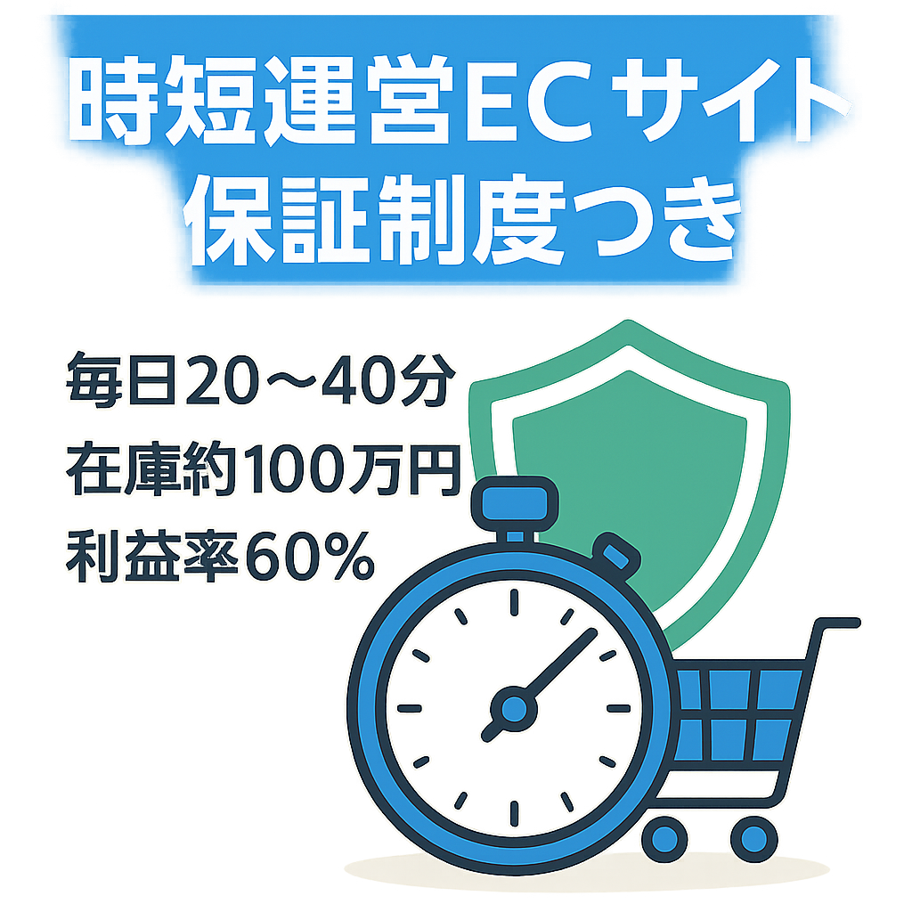 作業時間は１日約20〜40分ほどの簡単作業だけで運営可能なECサイト、サイト売買にはめずらしい保証制度あり