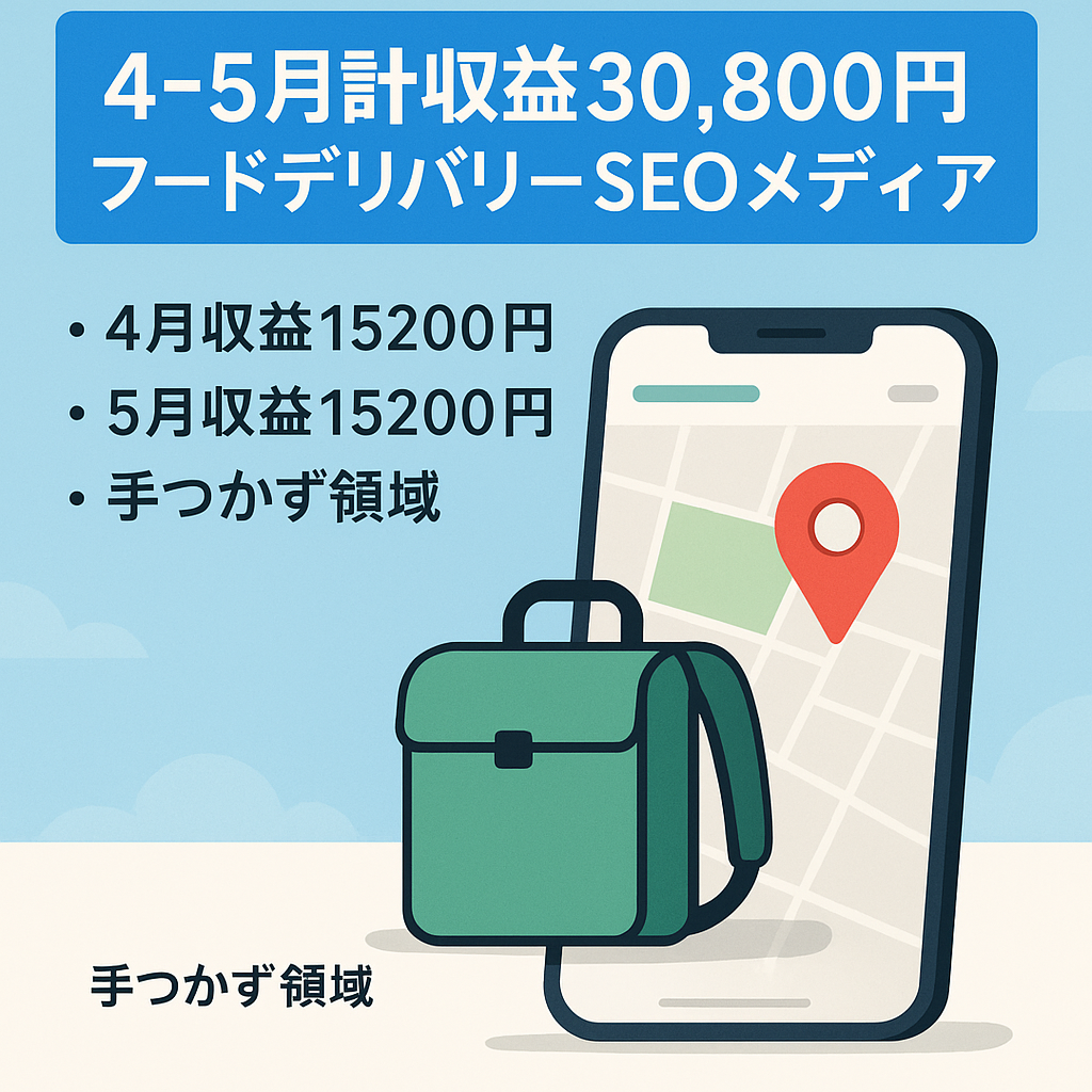 【4月5月合計収益30,800円】フードデリバリーのSEOメディア