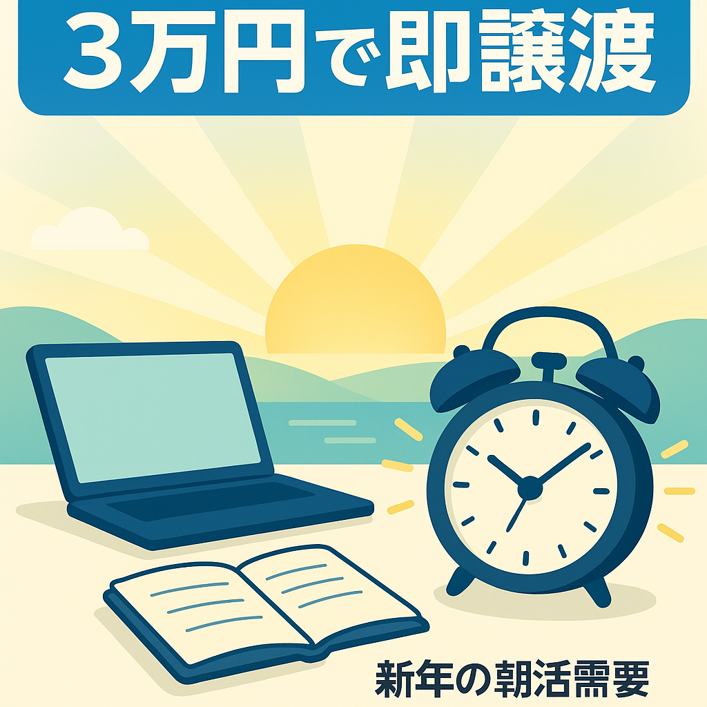 【3万円・即譲渡】新年の需要に間に合う「朝活」特化ブログ(55記事)。1記事545円の完全ホワイトSEO資産