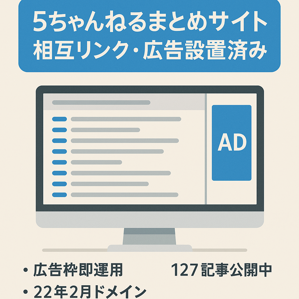 5ちゃんねるまとめサイト　相互リンク・広告設置済み