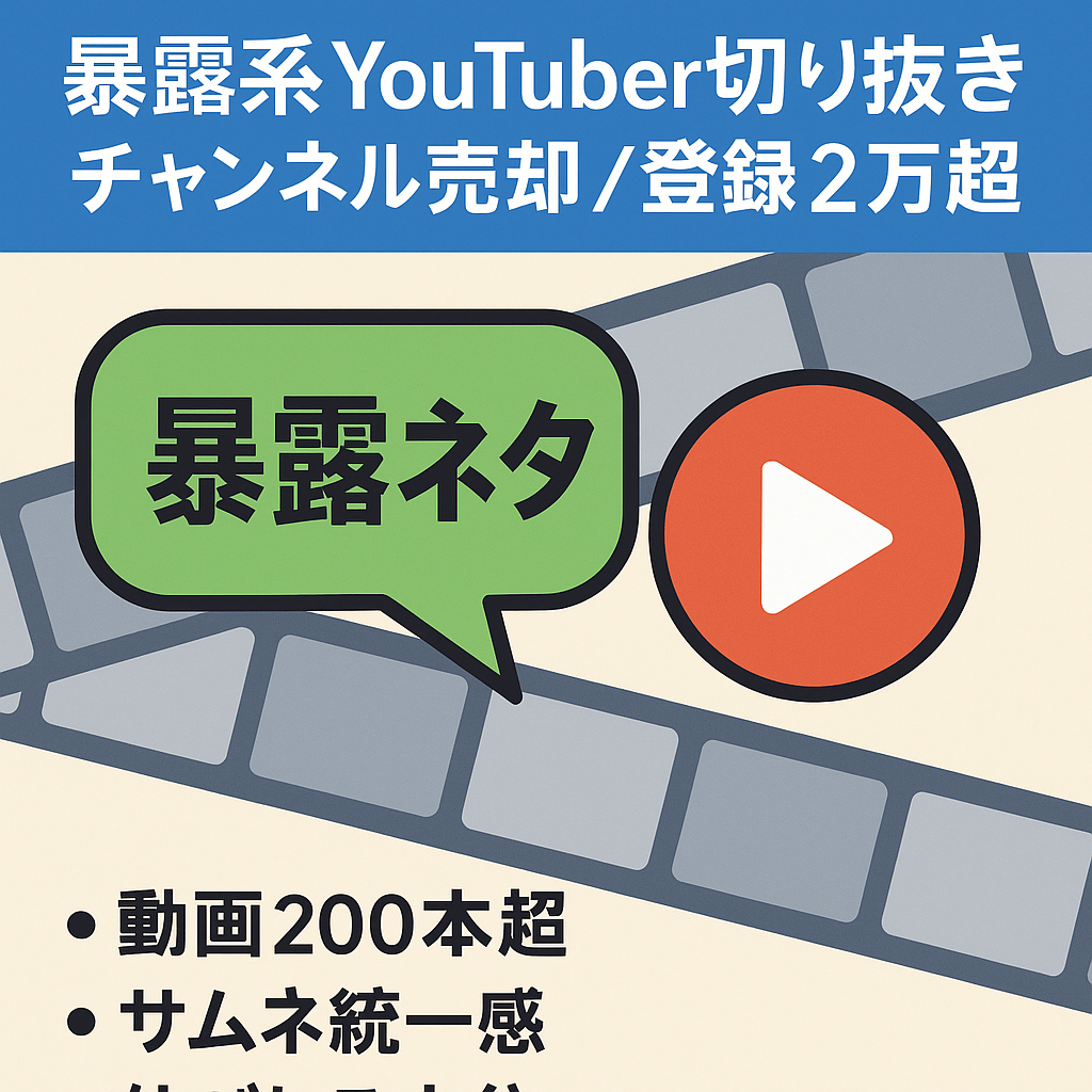 【常に上位キープ】暴露YouTuber切り抜きチャンネル　登録者2万以上動画本数200本以上　