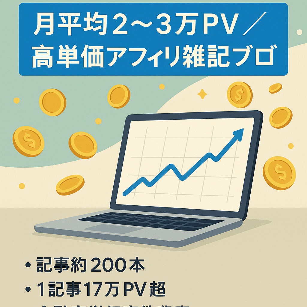 【月平均2~3万PV】更新頻度低くてもアクセス良好・高単価アフィリエイトが狙える雑記ブログ