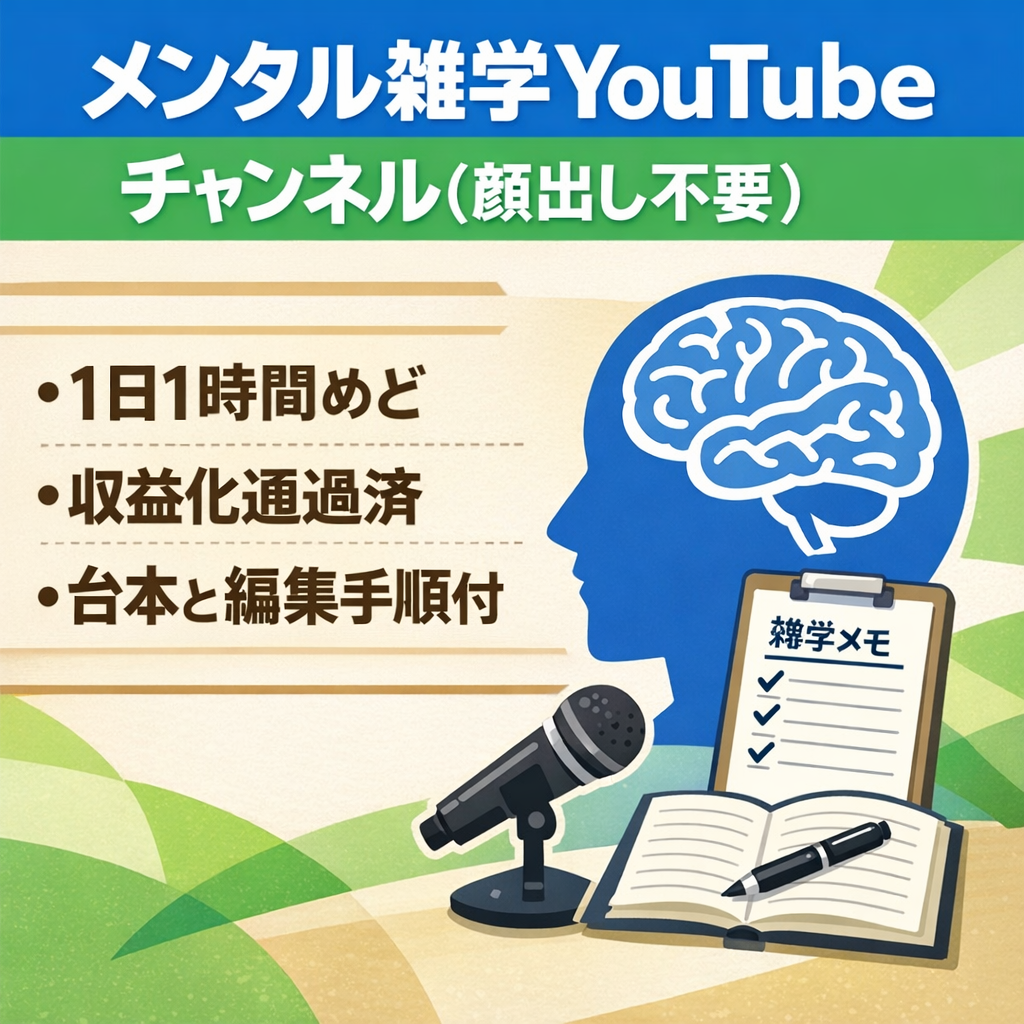 【顔出し不要・非属人】メンタル系雑学YouTubeチャンネル/編集・台本マニュアル付き