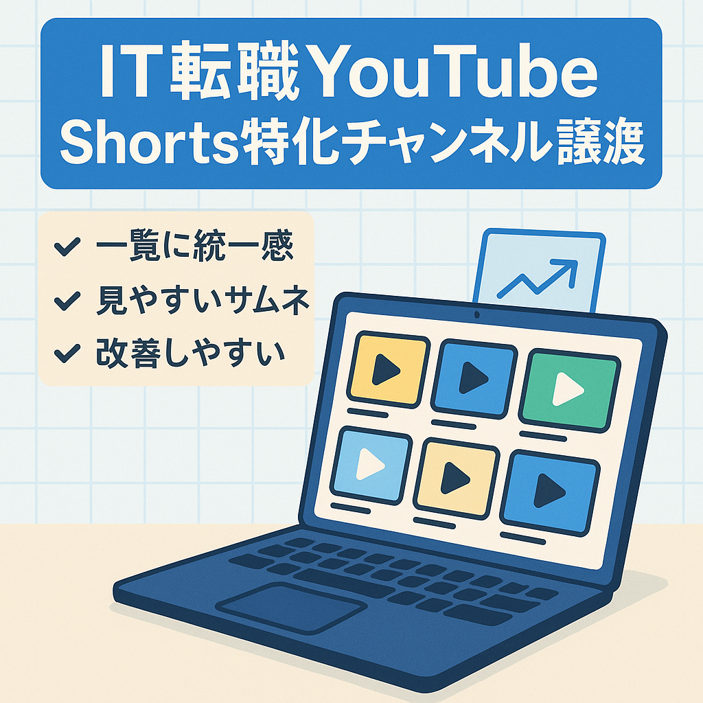 【IT転職チャンネル】Shorts動画3点構成を維持した 視認性設計済みYouTubeチャンネル譲渡