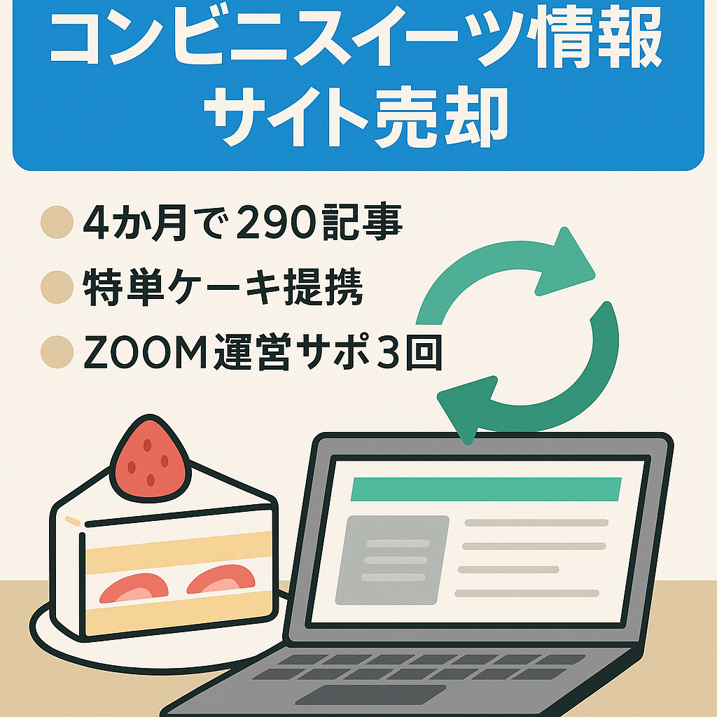 報酬継続 4ヶ月で290記事以上 コンビニスイーツ情報サイト 特別単価でテレビで話題のケーキをアフィリエイト提供