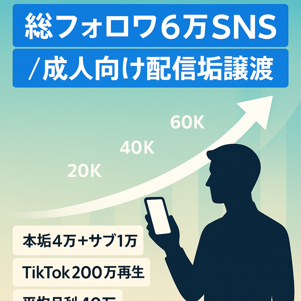 【総フォロワー6万,最高月利55万円】今話題の非モテ男性向けへの裏垢男子配信、アダルト誘導◎(属人性有)
