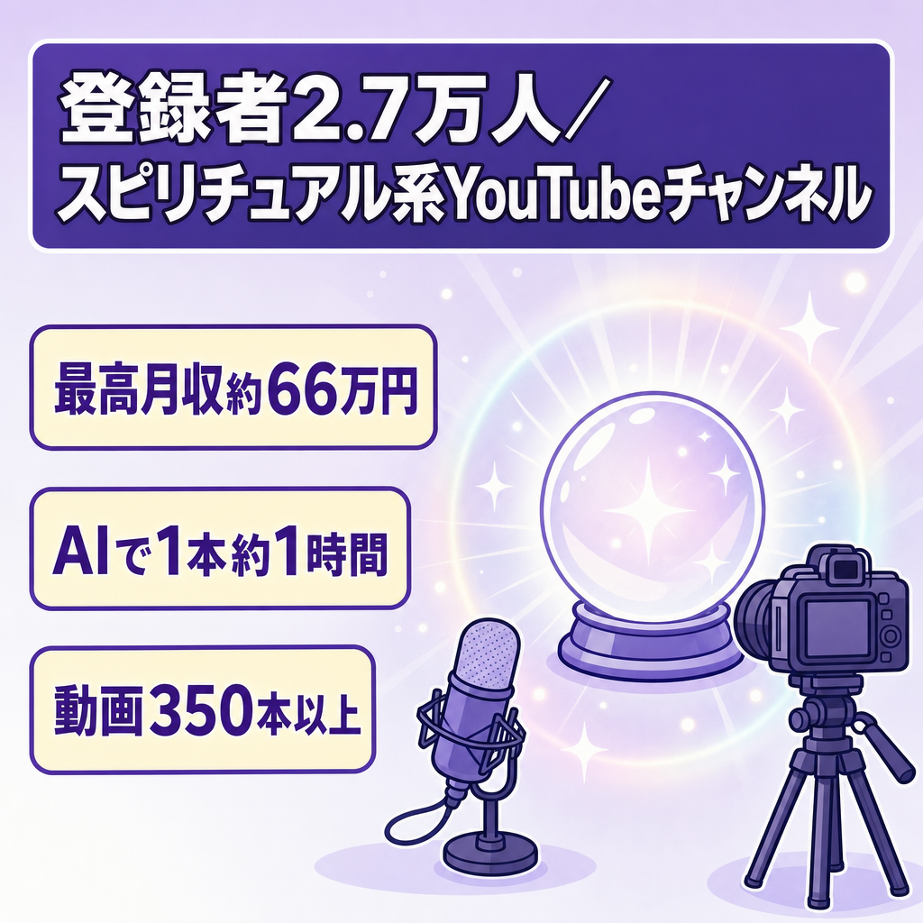 【最高月収約６６万円】動画３５０本以上投稿済み|登録者2.7万人スピリチュアル系YouTube