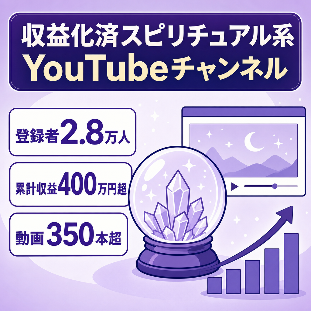 【収益化済】登録者2.8万人・累計収益400万円超・動画350本超｜運営マニュアル付きスピリチュアル系YouTube