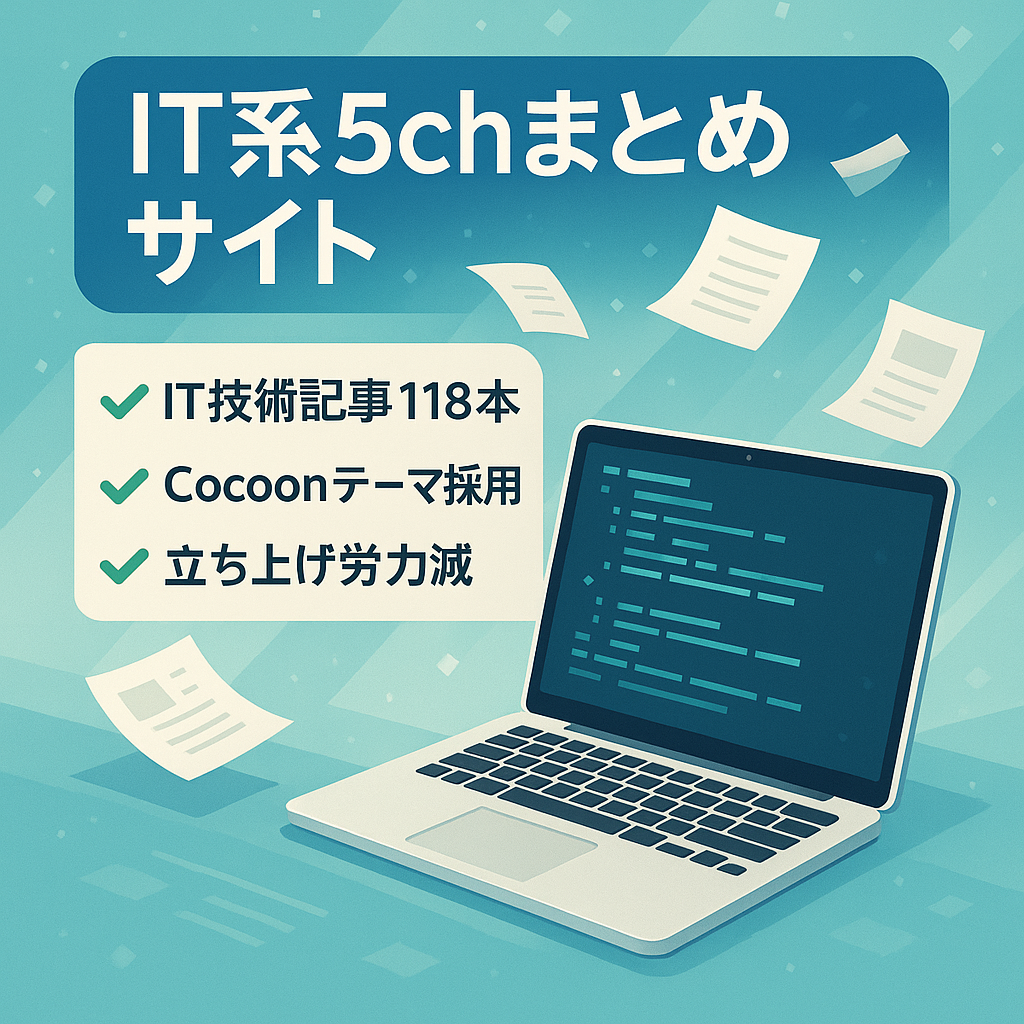 ５ｃｈまとめサイト　ＩＴ関連　記事数118　立ち上げに