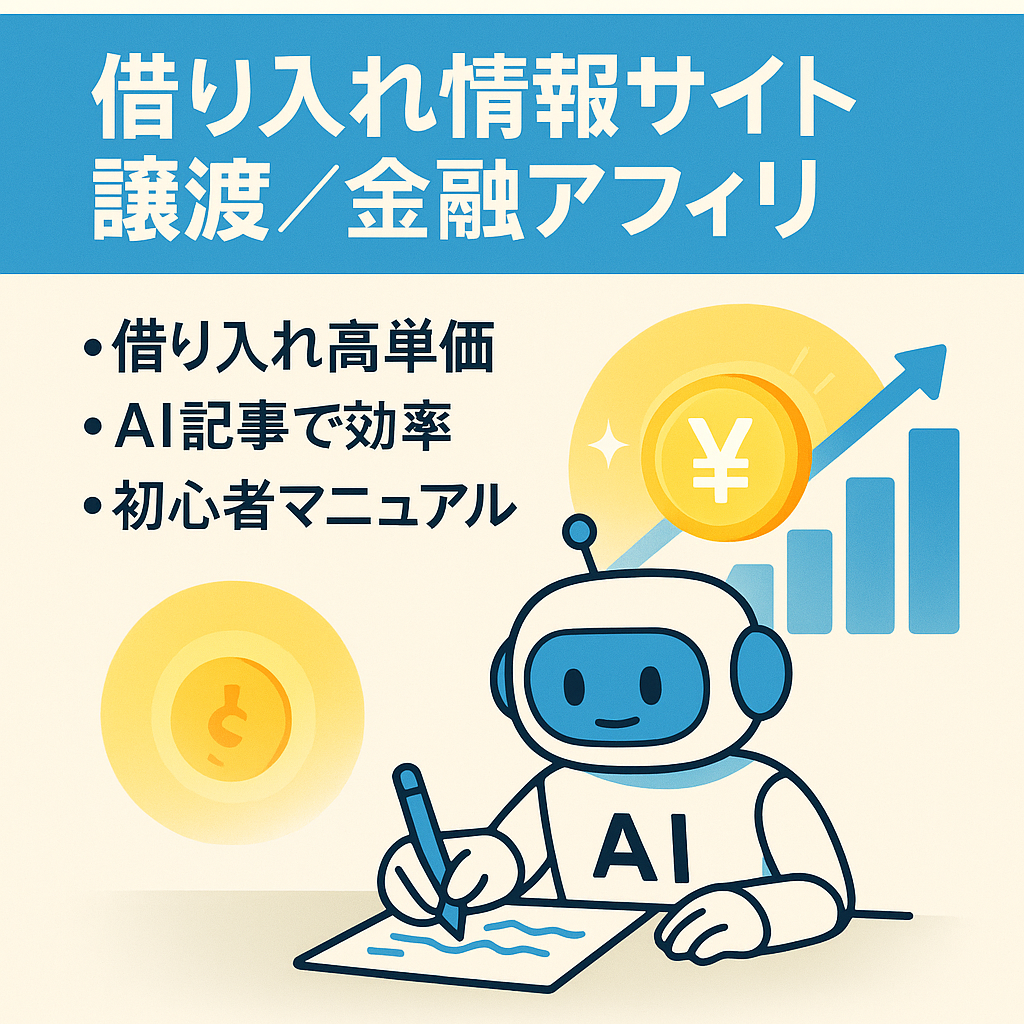 高需要｜金融アフィリ/借り入れ全般サイトの譲渡+AI記事画像制作マニュアル対応OK