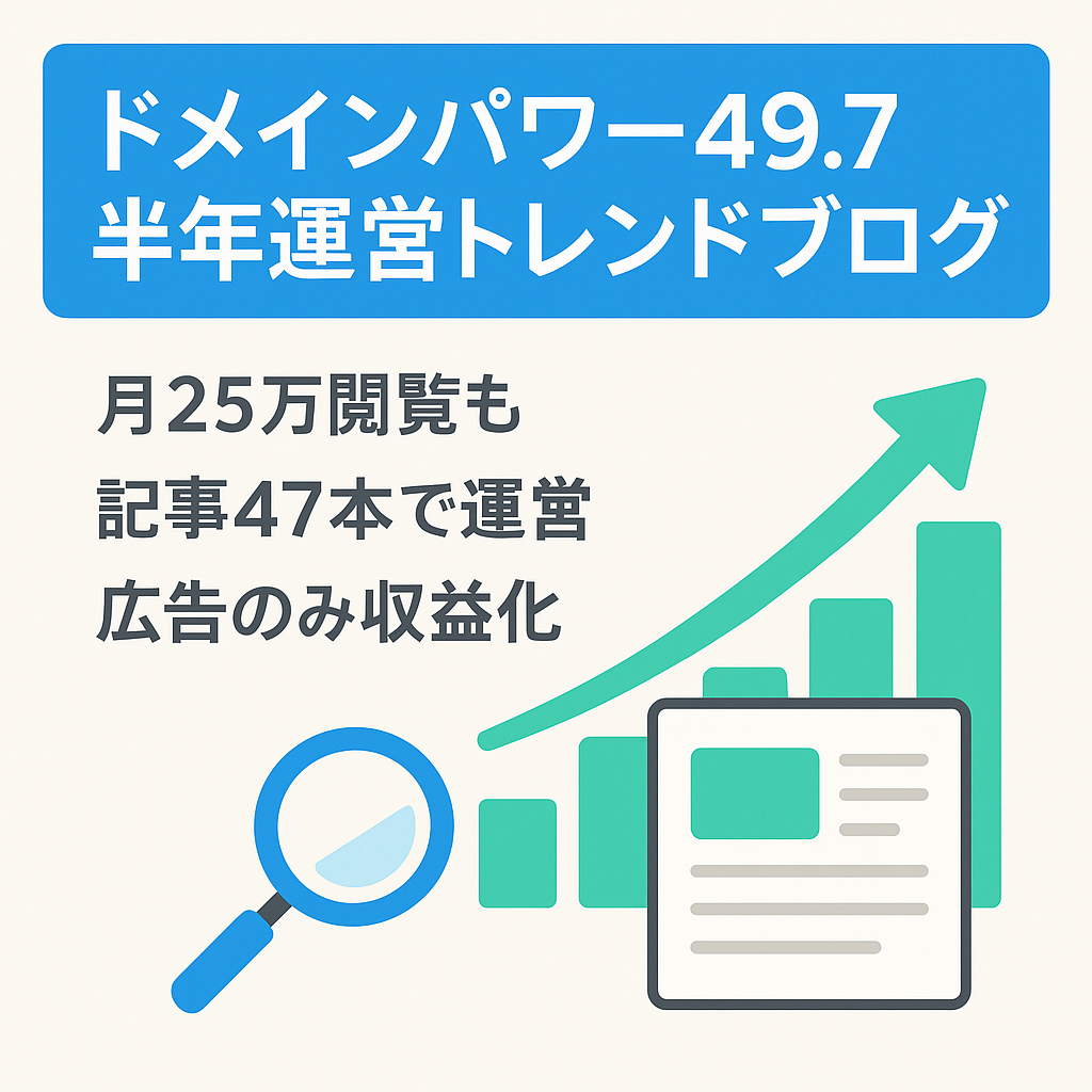 ドメインパワー49.7のトレンドブログ！開設半年で平均収益8000円超え！