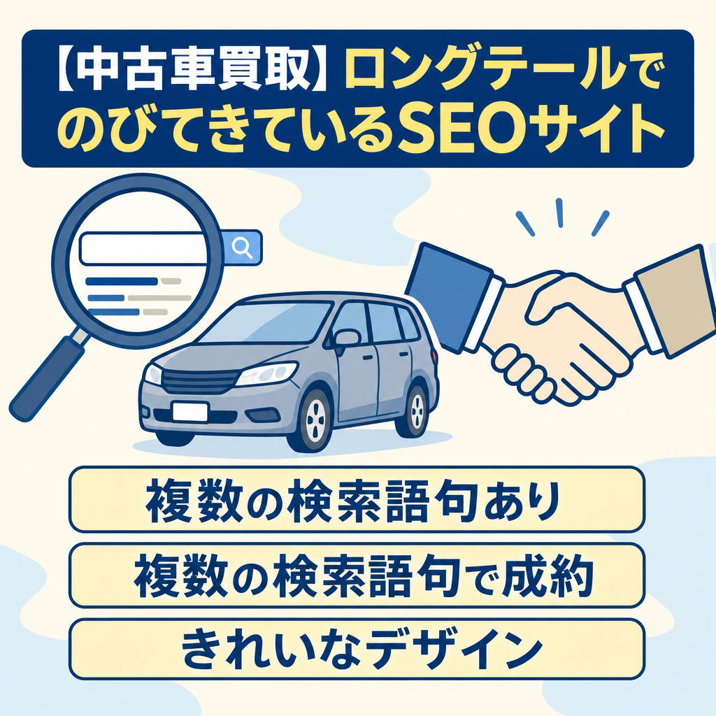 【中古車買取】ロングテールでのびてきているSEOサイト