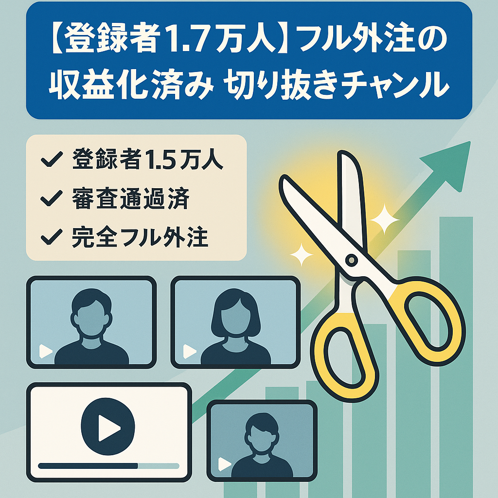【登録者1.7万人】フル外注の収益化済み 切り抜きチャンネル