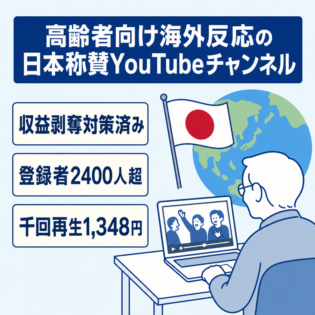 【収益剥奪対策済み】登録者2400人超えで成長中の高齢者向けに強い日本称賛系YouTubeチャンネル(非属人)