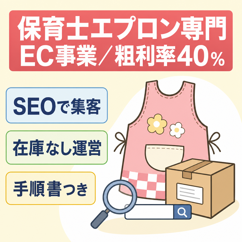 保育士 エプロン専門のEC事業（粗利率40%） SEO基盤が整っています