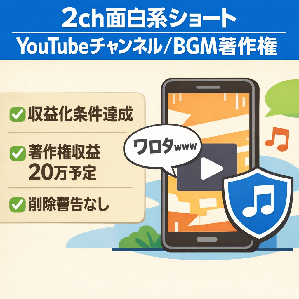【収益化条件達成済み】2ch面白系ショートのYouTubeチャンネル【BGM著作権付き】