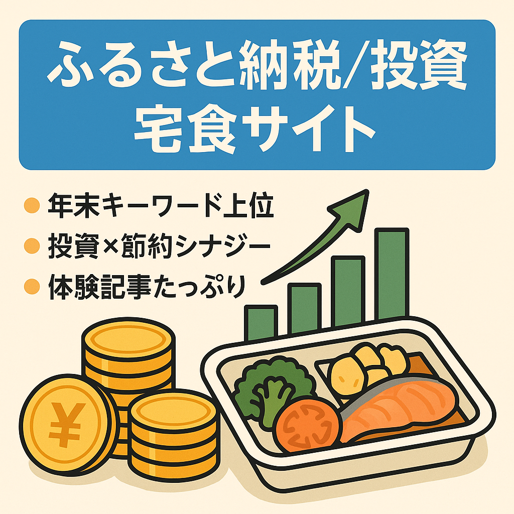 【これからアクセスUPの時期！】ふるさと納税×積立投資×食材宅配各ジャンル独立サイト作成も可能