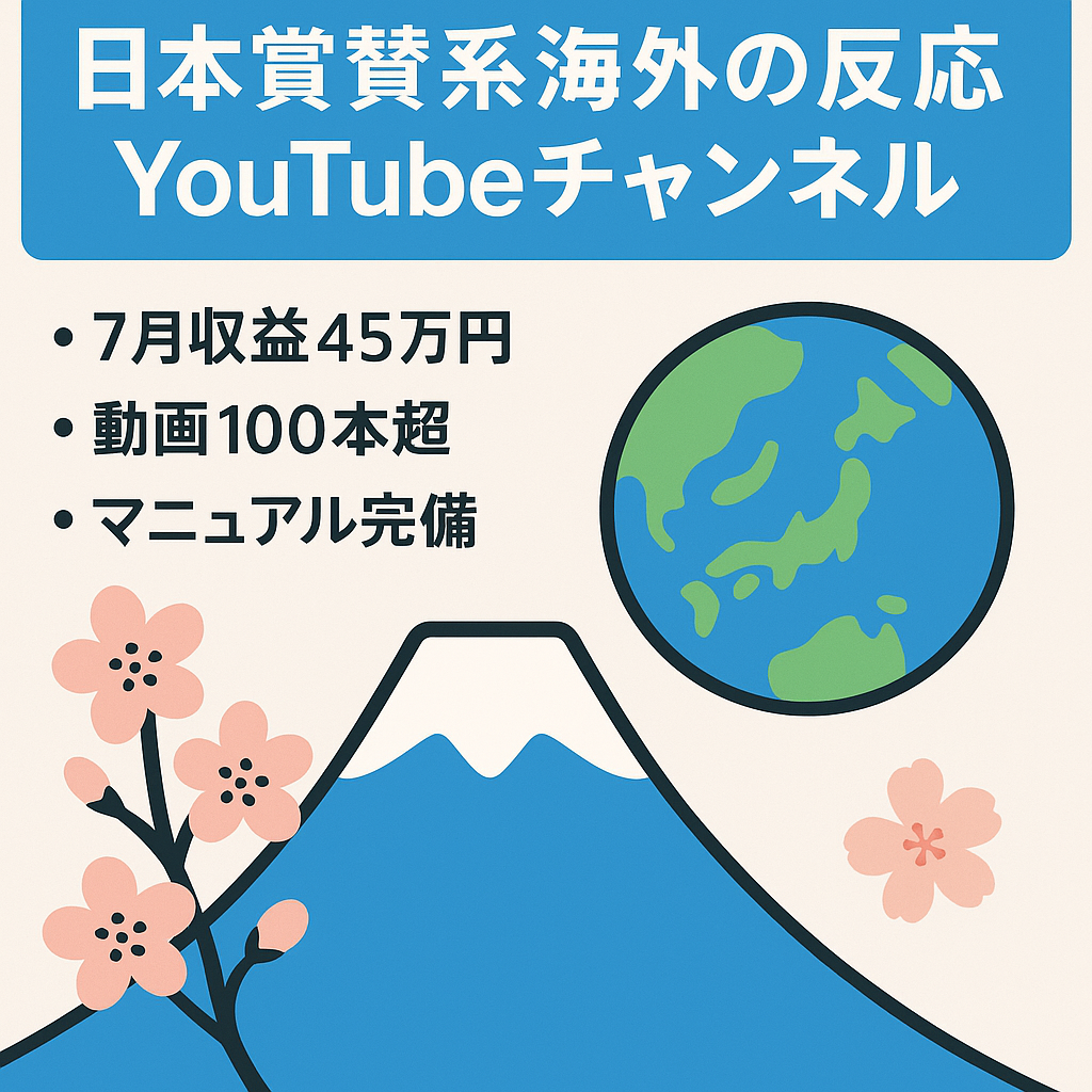 【7月収益45万円】日本賞賛系海外の反応YouTubeチャンネル