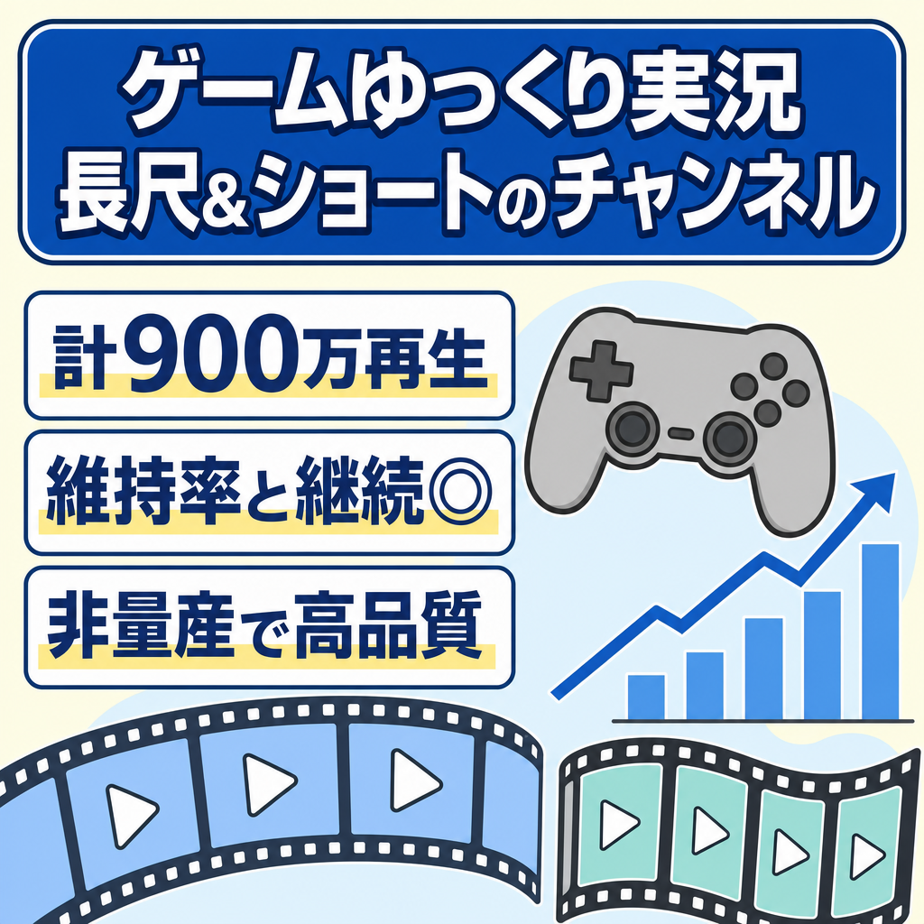 【計900万再生】ゲームのゆっくり実況メインの長尺＆Short両立チャンネル【動画の質◎、非量産コンテンツ】