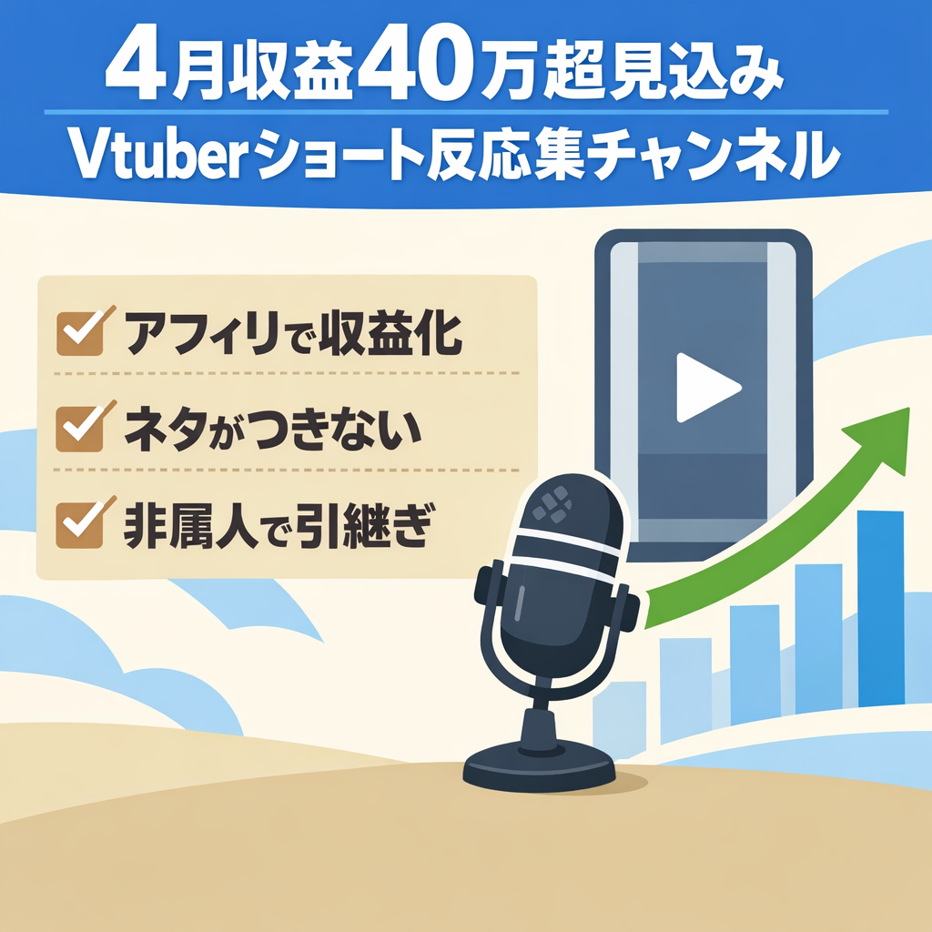 【訳あり/アフィリエイト収益で4月は40万円超え見込み】Vtuberのショート反応集チャンネル【値下げ交渉大歓迎】