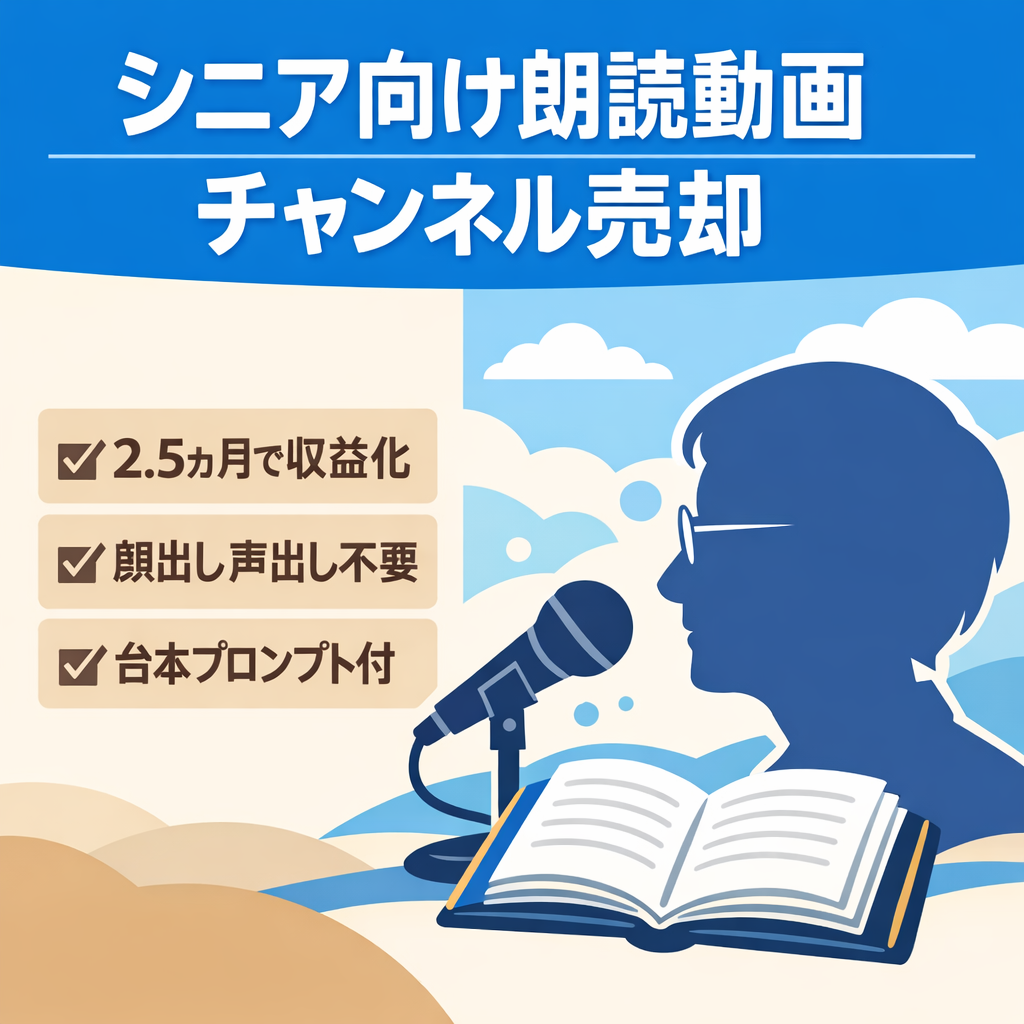 【収益化済み／価格交渉OK】シニア向け大人の朗読動画チャンネル【属人性なし／台本プロンプトお渡し可】