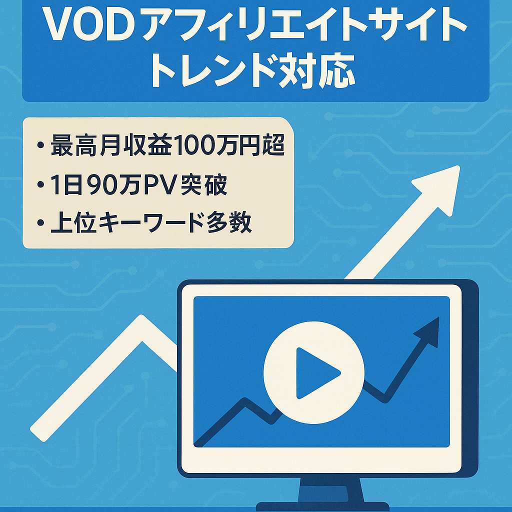 トレンドも取り入れたVODアフィリエイトサイト【上位キーワード多数】