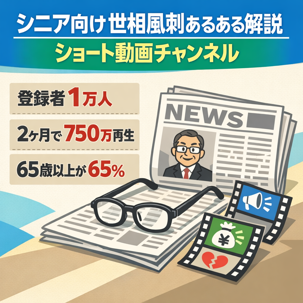 【登録者1万人 シニア層特化】訳あり世相風刺・あるあるネタの解説ショート動画チャンネル（視聴者の65％が65歳以上）