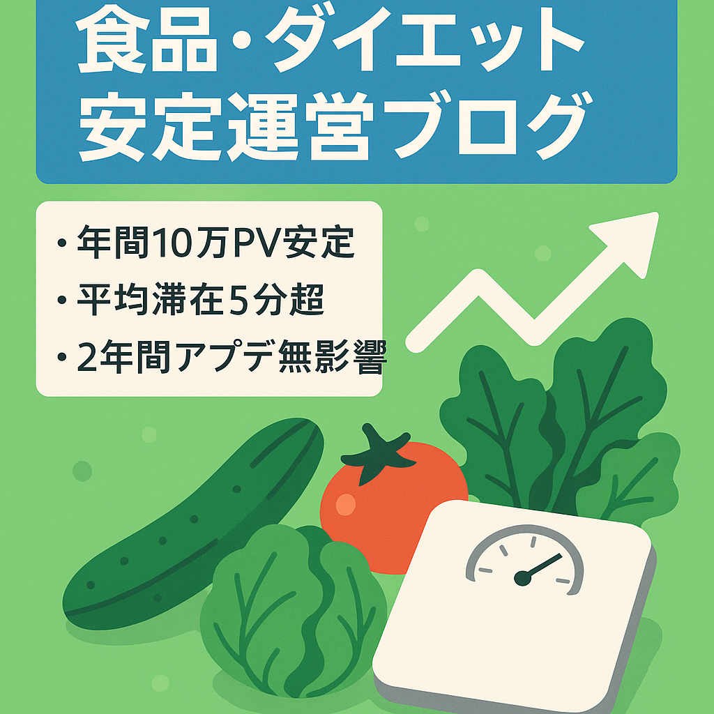 【一年中安定した収益を実現！】中期・長期系記事で構成された食品・ダイエットに関するブログ
