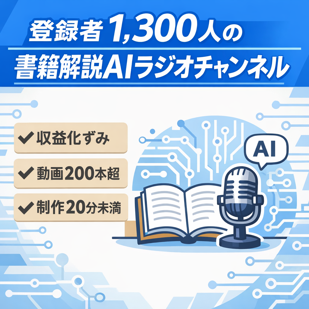 【収益化済・登録者1,300人】書籍解説AIラジオのYoutubeチャンネル