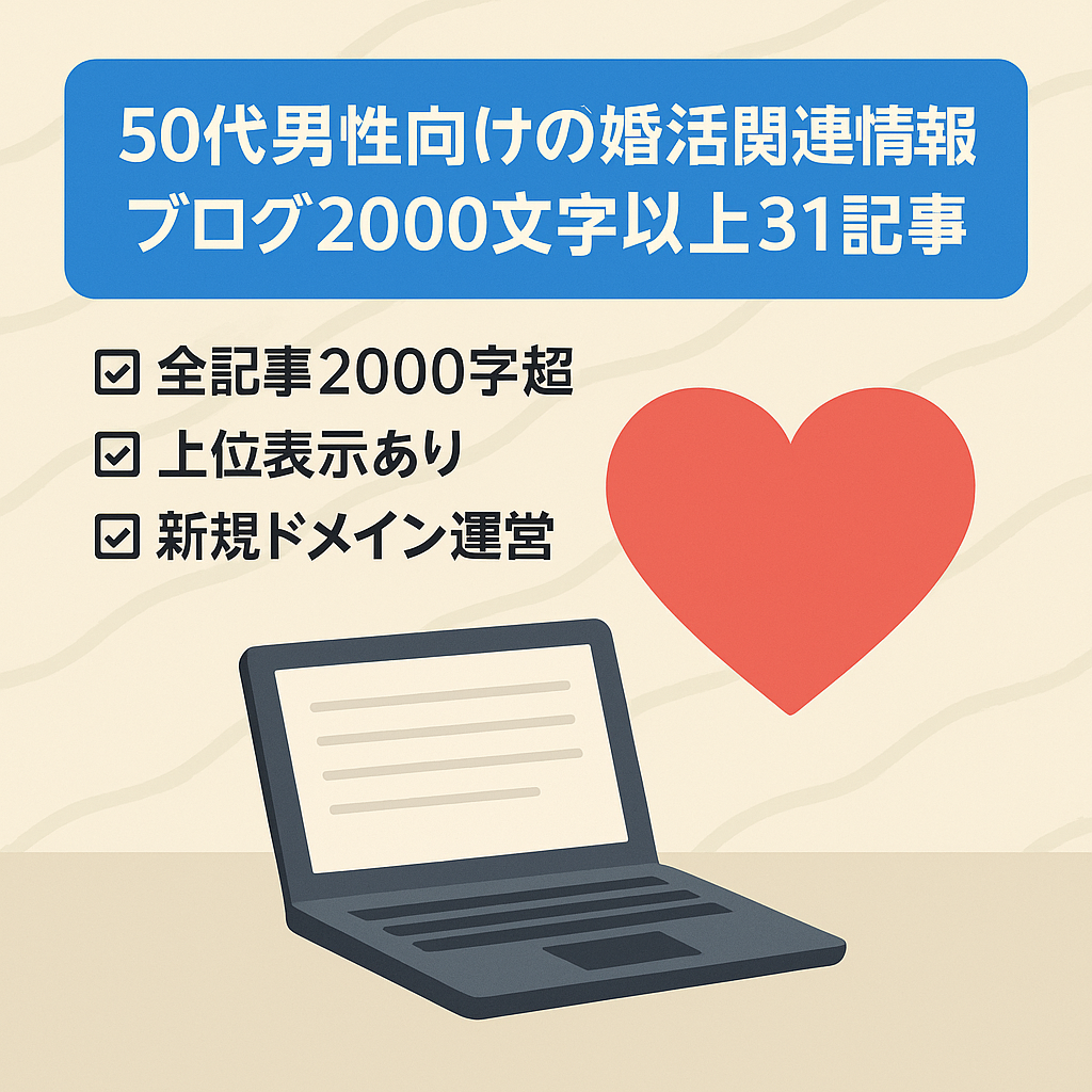 50代男性向けの婚活関連情報ブログ2000文字以上31記事