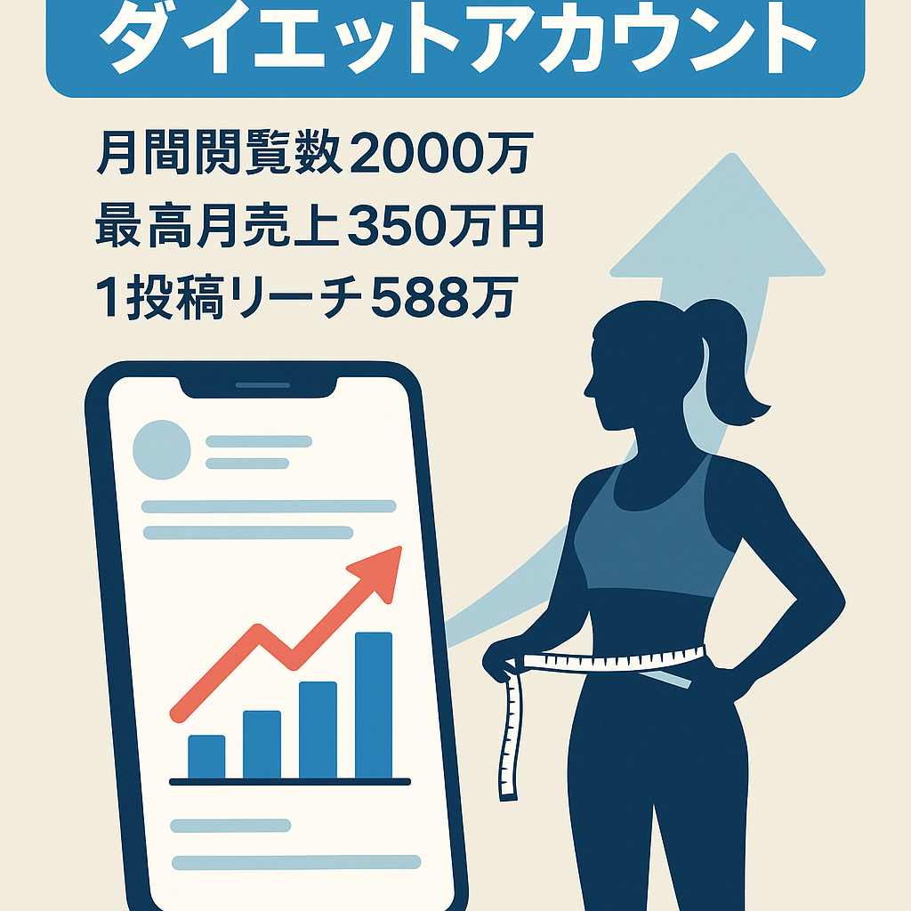 【フォロワー17.8万人】ダイエットアカウント／月間2,000万PV／1投稿で588万リーチ獲得(2026年1月)