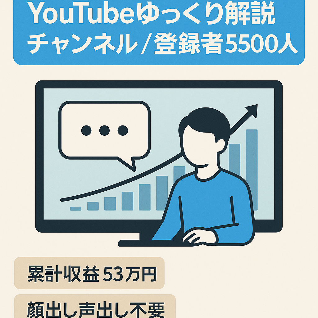 【大幅値下げ！】YouTube登録者5500人/顔出し無し・声出し無し/ゆっくり解説系チャンネル 【早期売却希望】