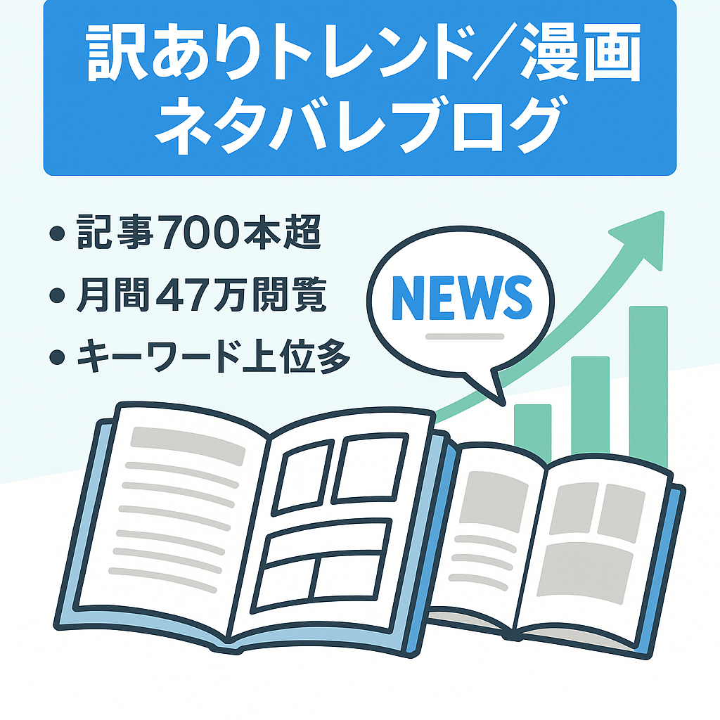 訳あり【700記事以上】Google砲多数のトレンド＋マンガネタバレブログ