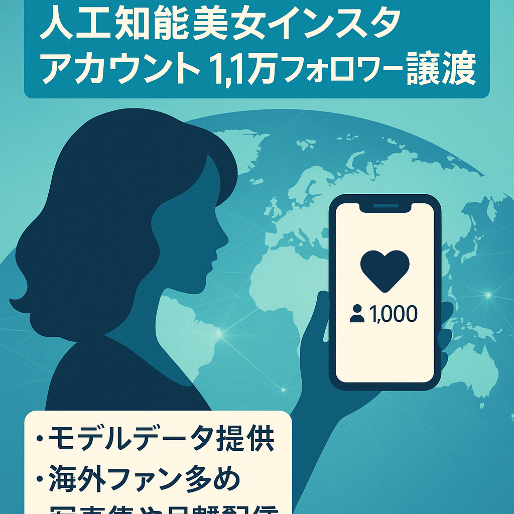 【インスタフォロワー1.1万人】 独自で生成したAI美女インフルエンサー｜ モデルも譲渡。マネタイズ次第で収益可能！