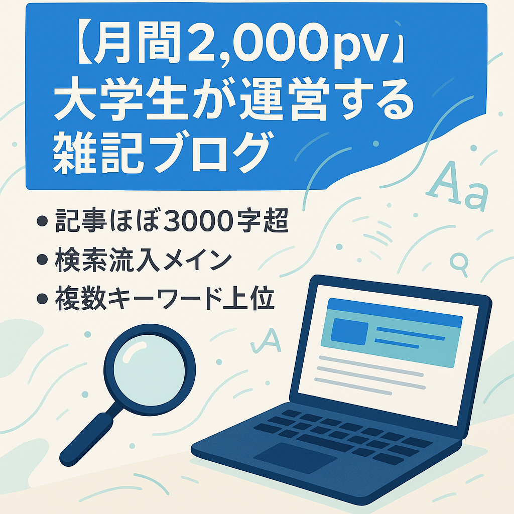 【月間2,000pv】大学生が運営する雑記ブログ