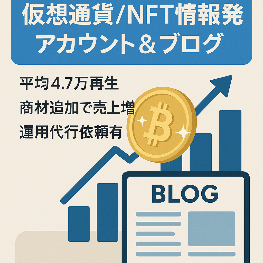 【仮想通貨・NFT】情報発信アカウント＋ブログセット　6桁収益　発生報酬7桁