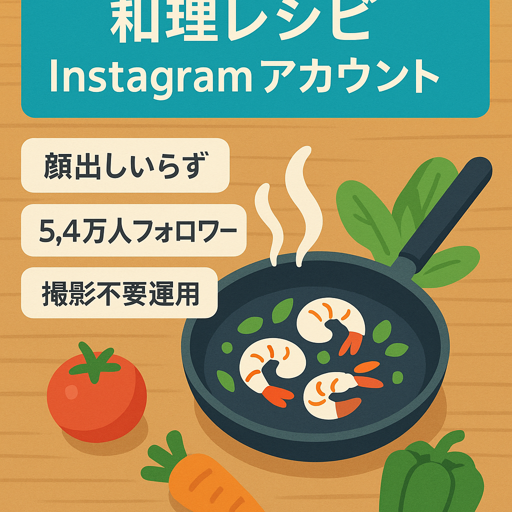 【収益化済/月間51万リーチ】フォロワー数5.4万以上料理・レシピInstagramアカウント(顔出しなし！/オリジナル＋リポスト運用)