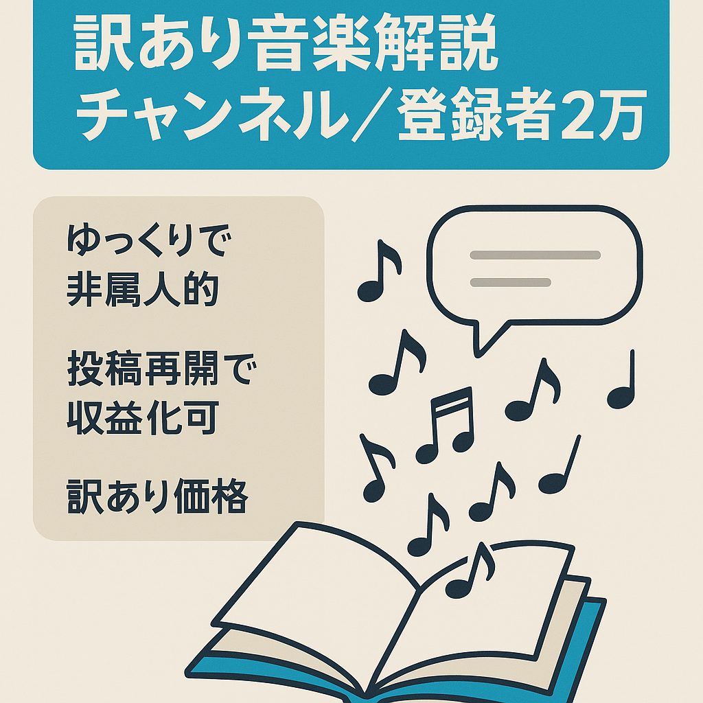 【訳あり価格/収益停止中】チャンネル登録者2万人超えの音楽系ゆっくり解説チャンネル