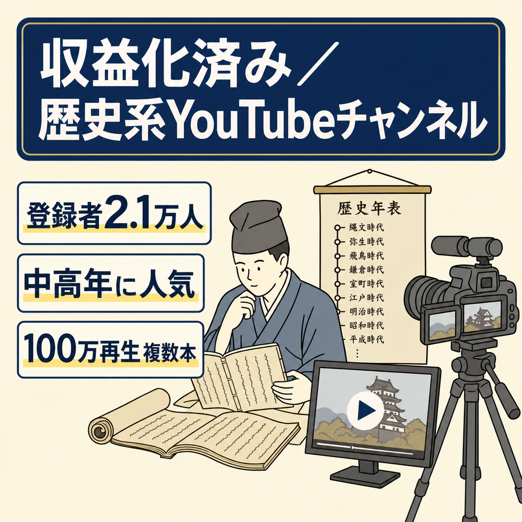 【非属人／歴史系】登録者21000人！収益化済み・シニア層が多いチャンネルです