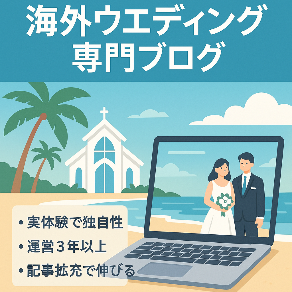 ★希少価値★海外ウエディング専門ブログ！体験記事複数あり＆記事を増やしていけば収益見込めます!!