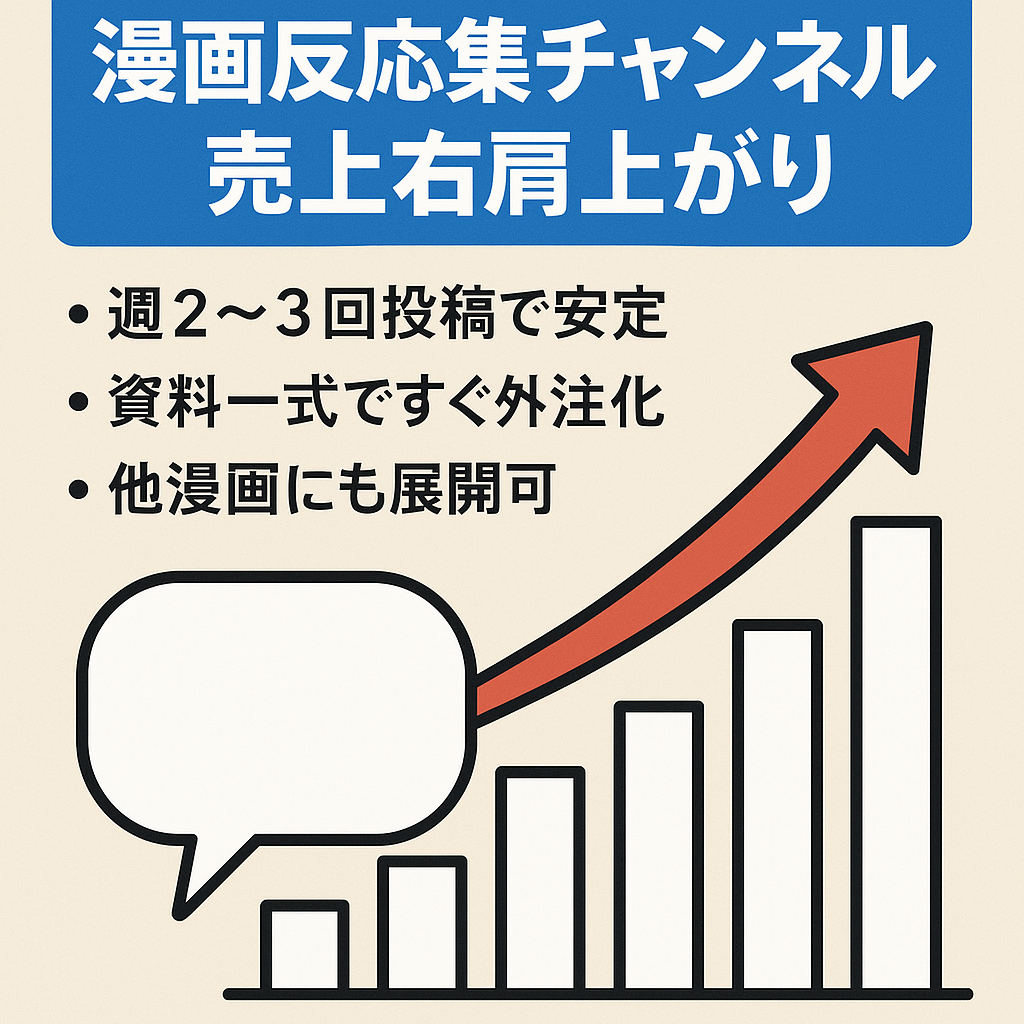 【売上右肩上がり】漫画の反応集。色々な漫画で運用可能【属人性なし+外注化可能】