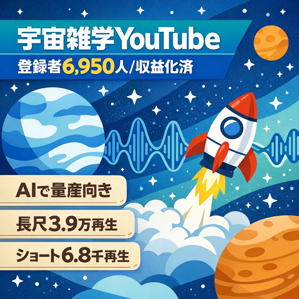 【登録者数6,950人/収益化済/AI作成】宇宙雑学系YouTubeチャンネル