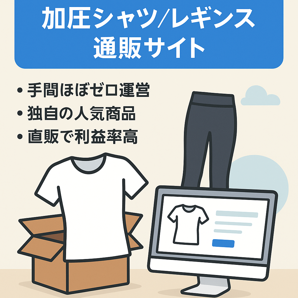 【月間売上40万】人気加圧シャツと加圧レギンス販売サイトの売却（在庫60万円分付き）